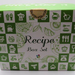 Wooden Recipe Box w/Cards & Wooden Dividers/Lid w/Phone & Card Holder  #1026